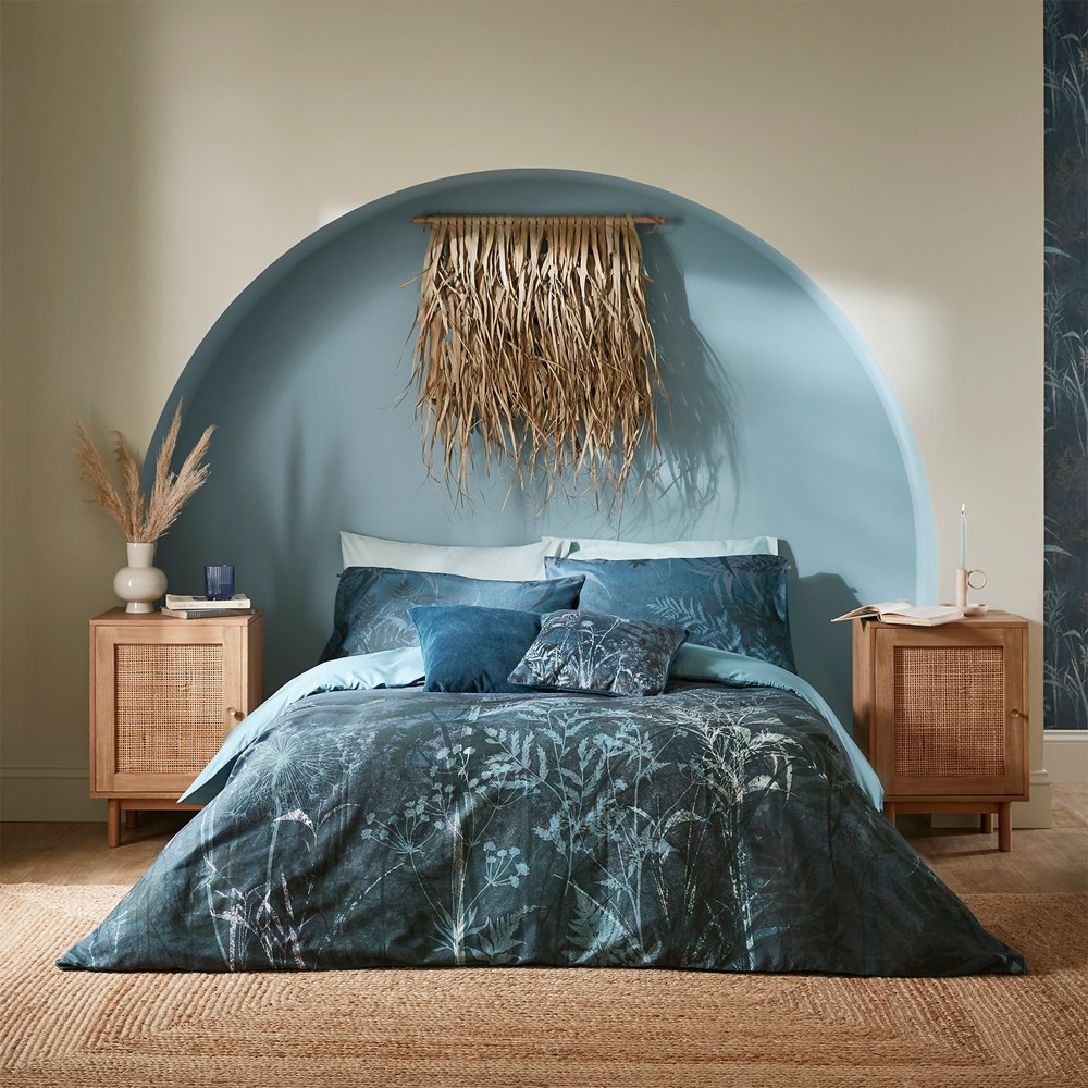 Restore Botanical Bedding Set by Graham & Brown in Midnight Blue